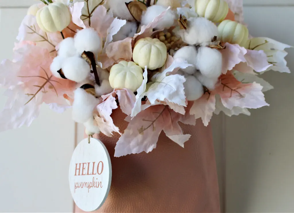 close up of fall door decor with dollar tree supplies