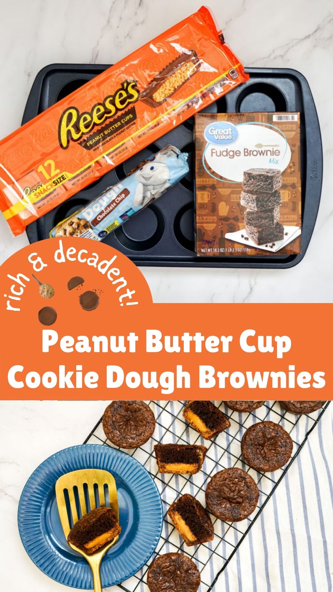 peanut butter cup brownies pin collage