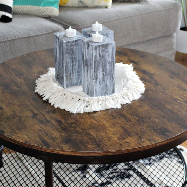 candle holders on coffee table