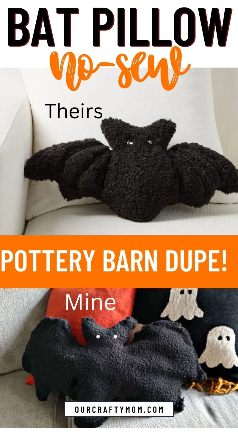 Bat Pillow Pottery Barn Dupe Pin collage 