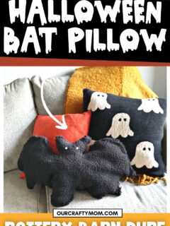 DIY bat pillow with ghost pillow in living room