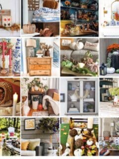 collage with fall home decorating ideas from 24 bloggers