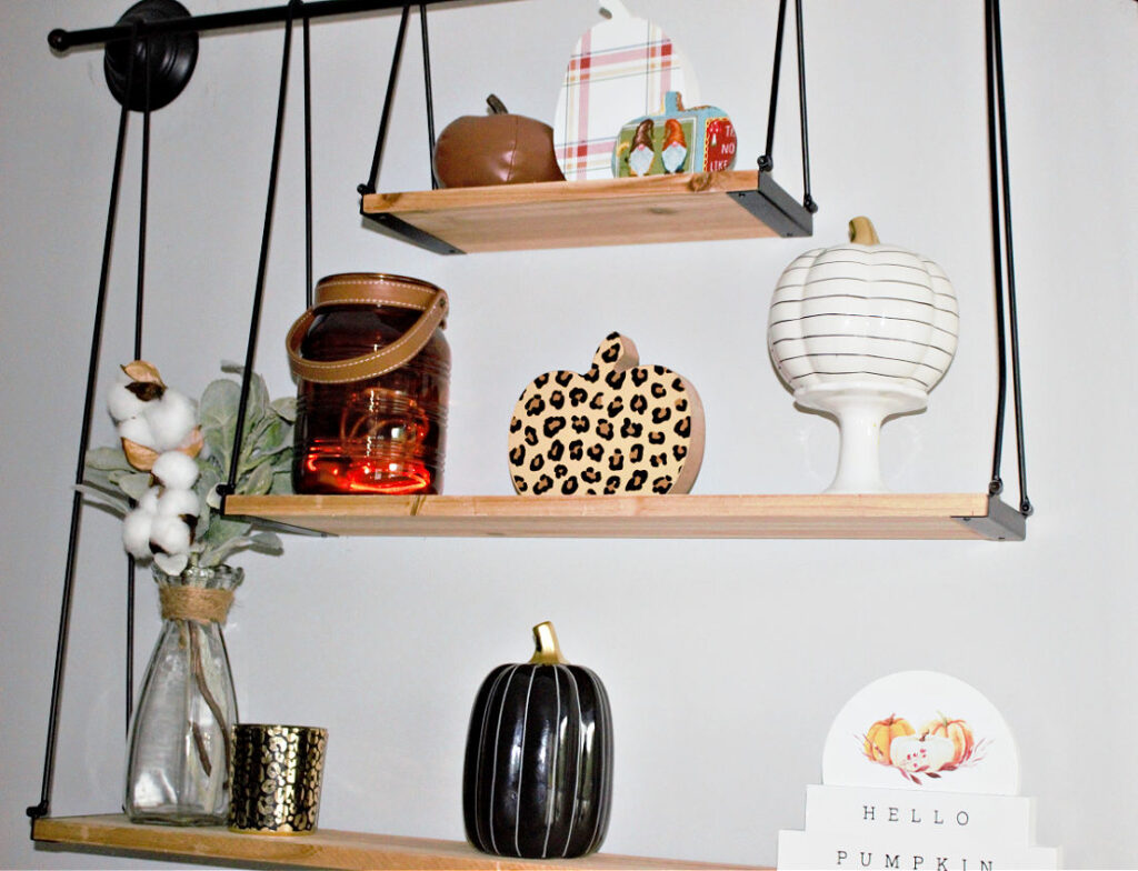 fall shelves in living room
