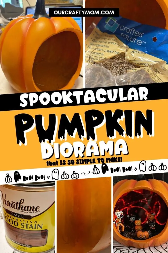 pumpkin diorama craft pin collage with text