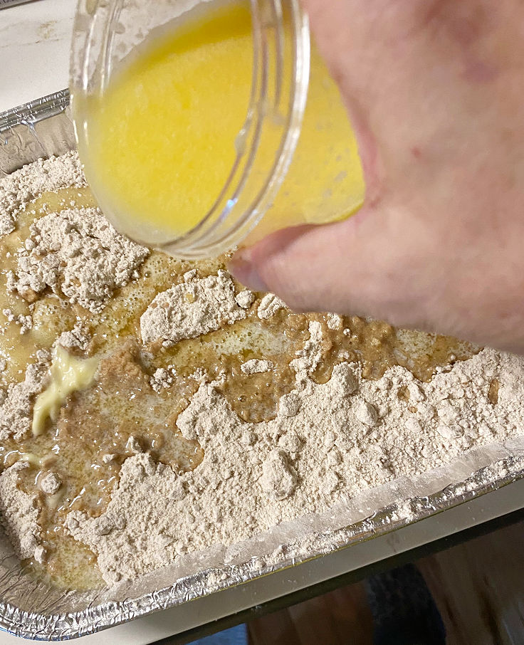 melted butter added to dump cake mix