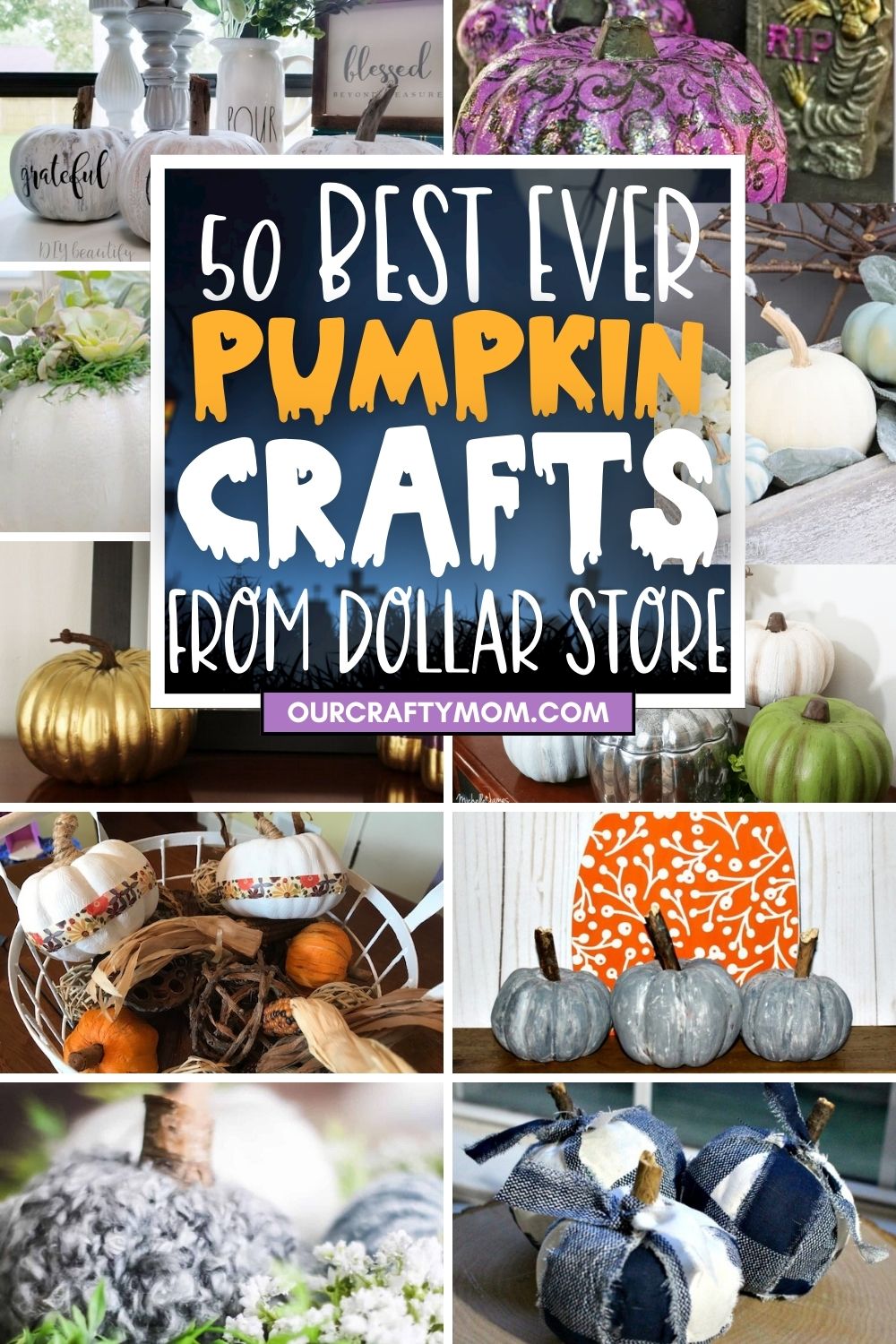 50 Best Dollar Tree Pumpkins in pin collage with text overlay