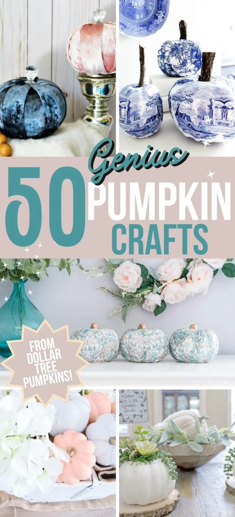 50 Best Dollar Tree Pumpkins (Fall Craft Ideas 2022) pin collage with text overlay