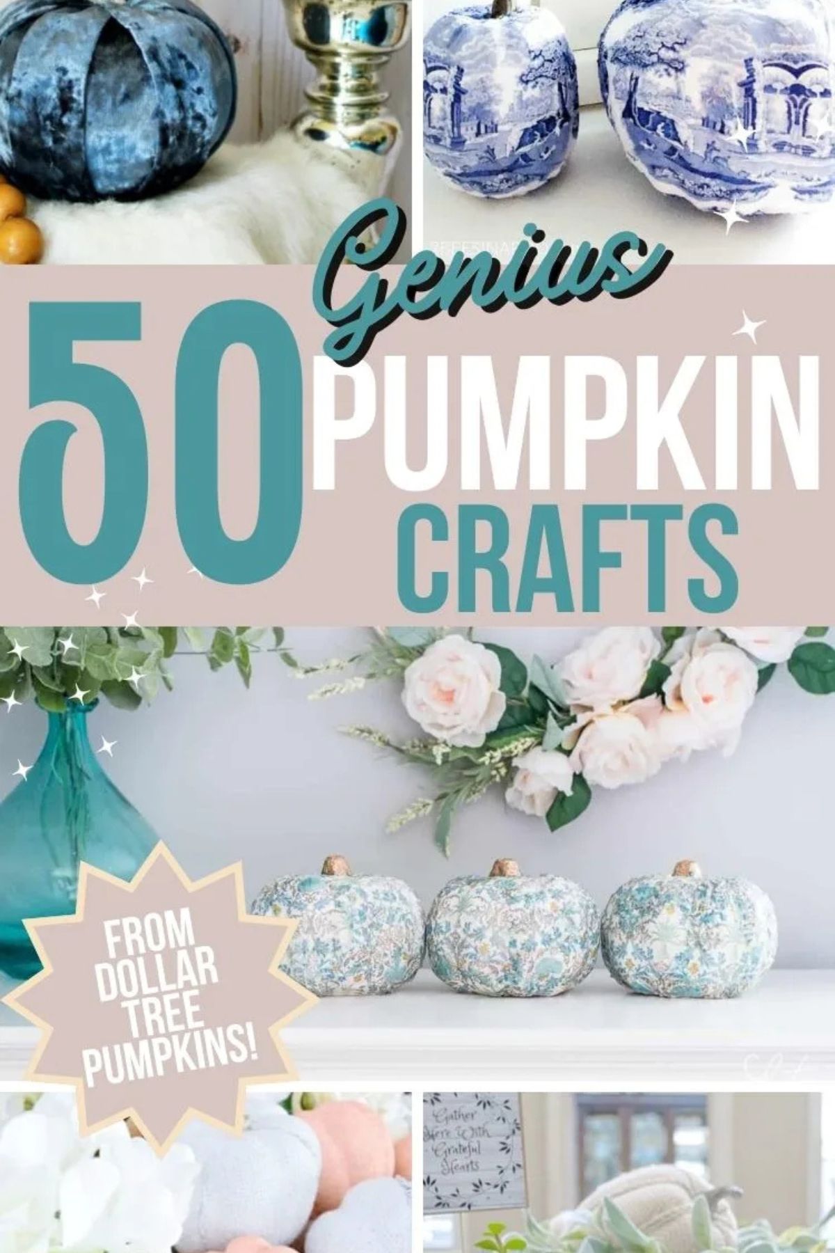 collage with dollar tree pumpkin crafts