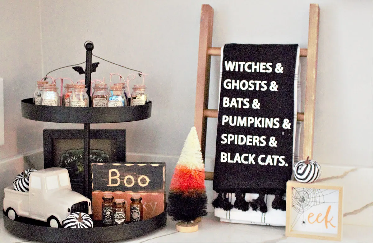 kitchen tiered tray for Halloween