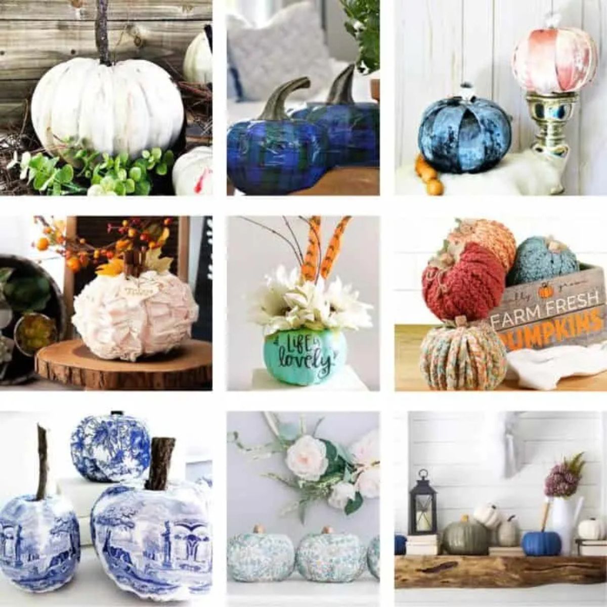 9 image collage with Dollar Tree Pumpkin Makeovers