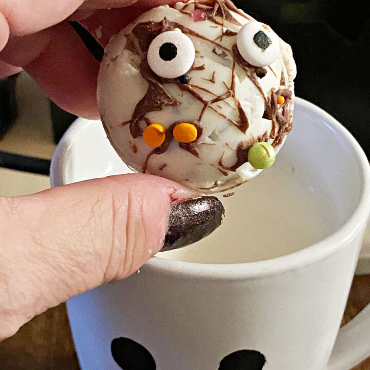hot cocoa bomb placed in mug