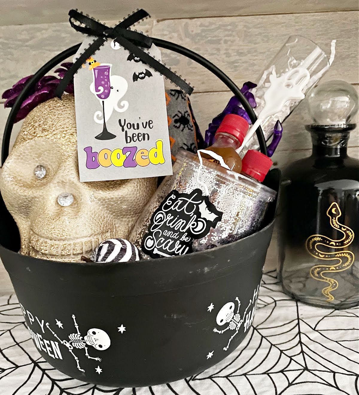 spooky basket with you've been booed tag
