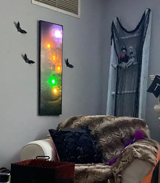 lighted haunted house wall art