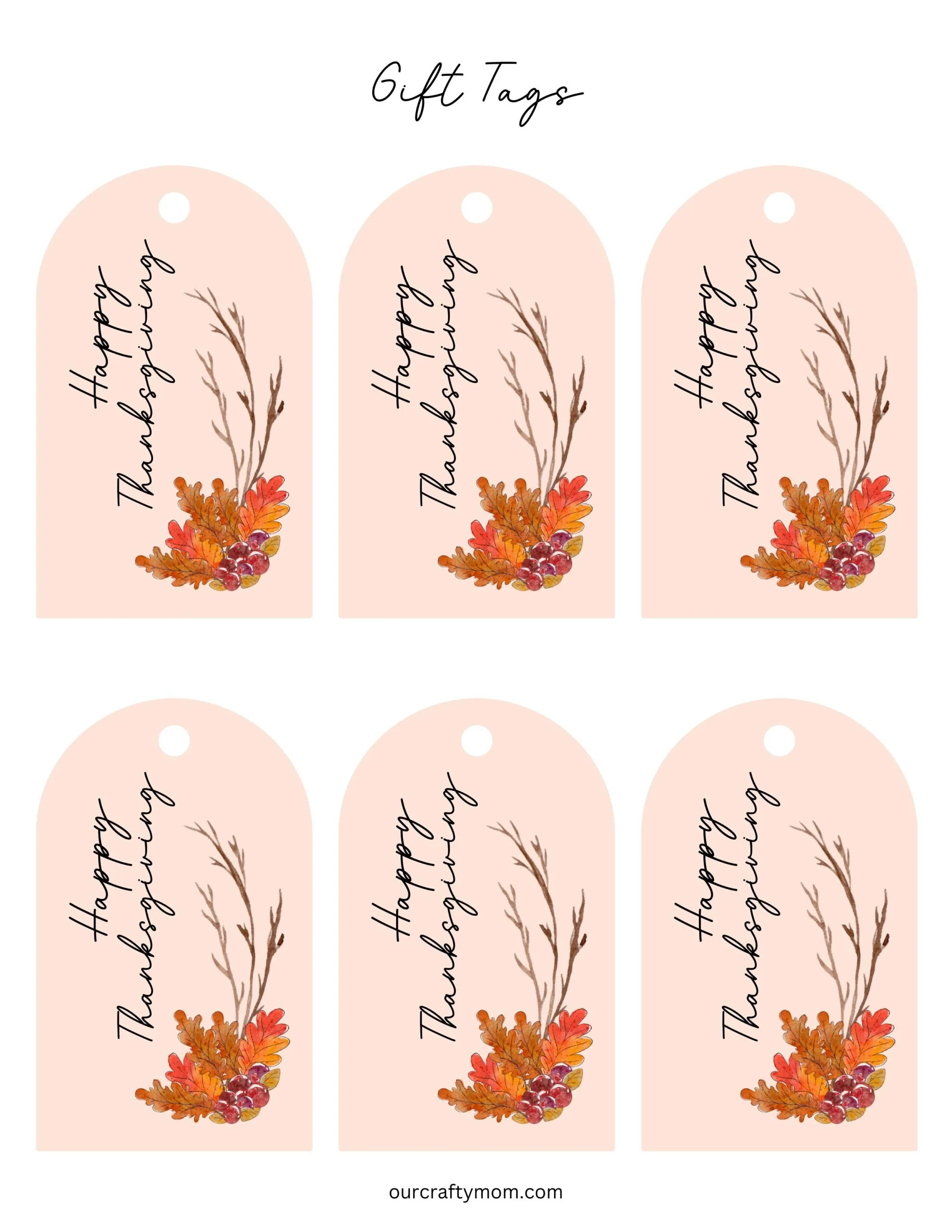 Happy Thanksgiving party favors printable tags