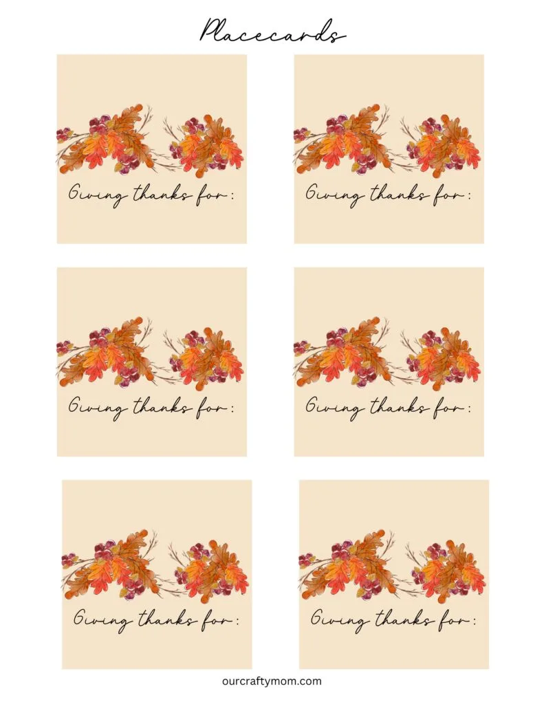 giving thanks for printable Thanksgiving tags