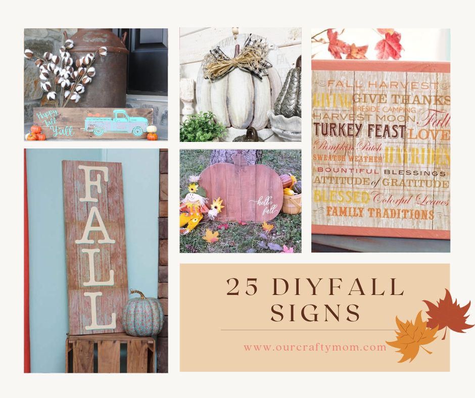 collage of diy fall signs