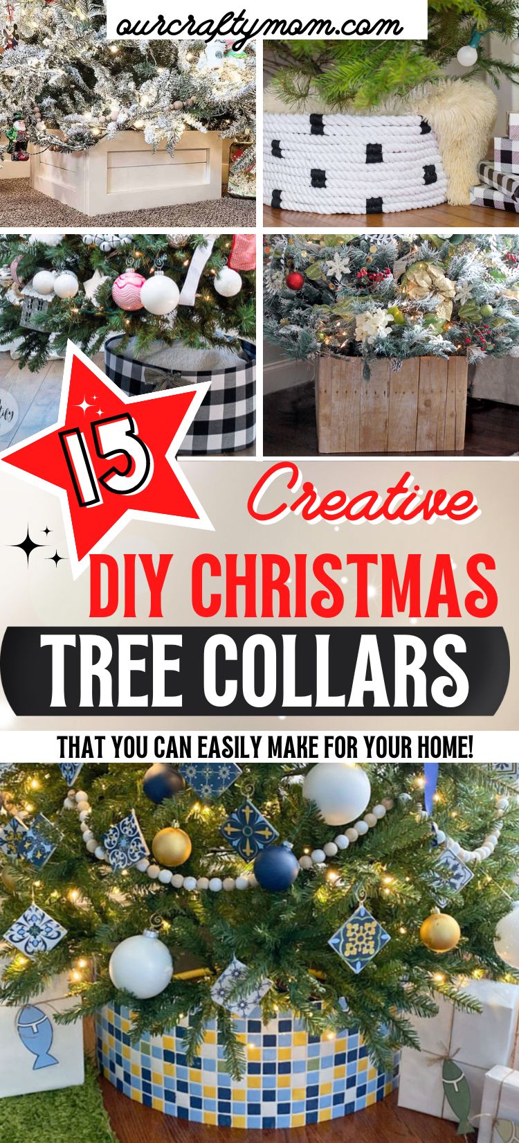collage DIY Christmas Tree collar pin with text