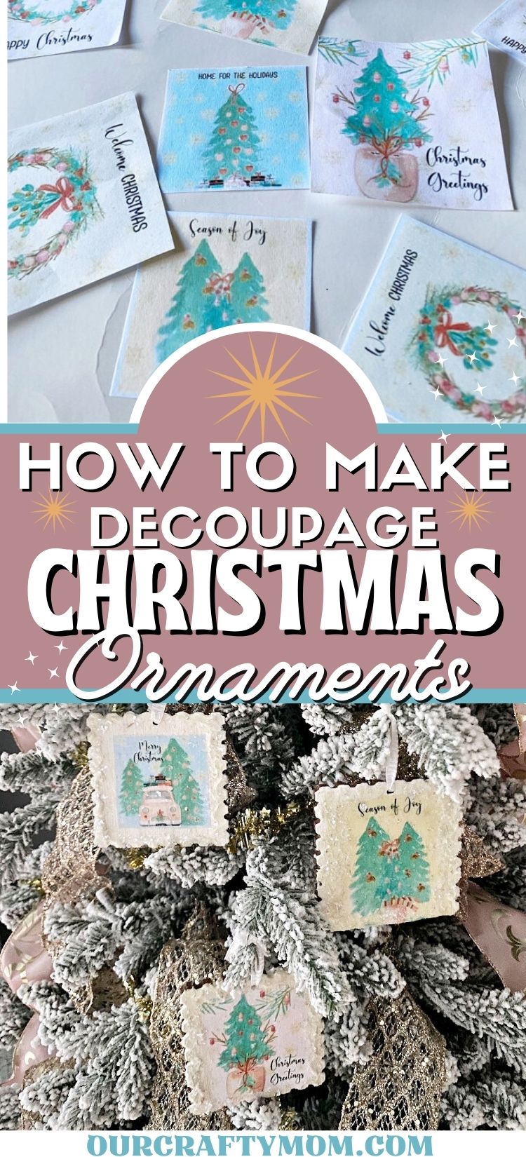 DIY decoupage Christmas ornaments