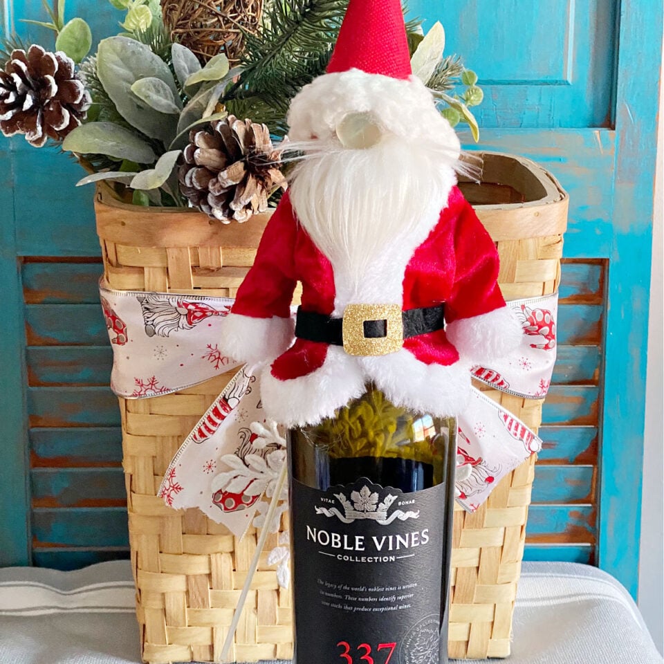 How To Make A DIY Santa Gnome Wine Bottle Topper