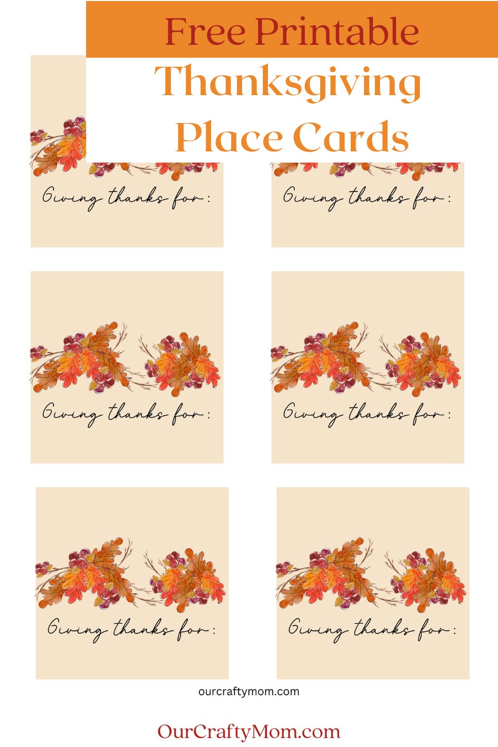 Thanksgiving place cards printables