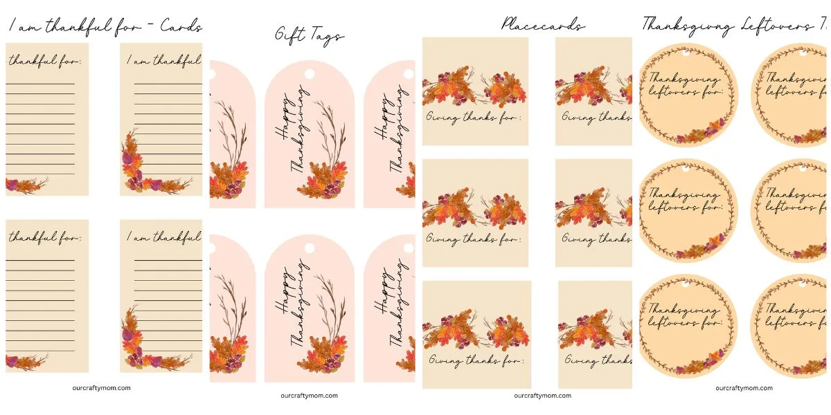 thanksgiving gift tags and leftover tags