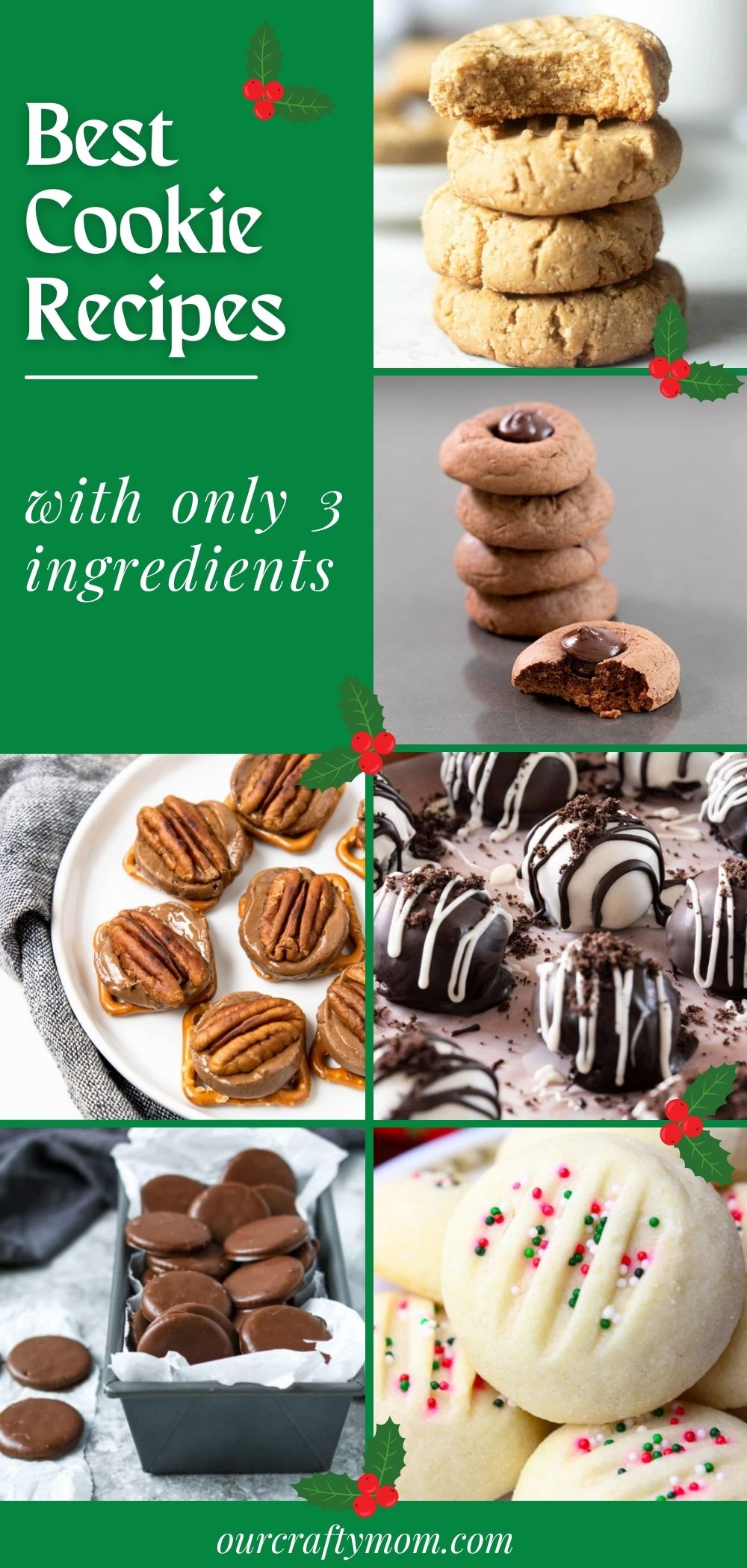 pin collage showing 3 ingredient cookies