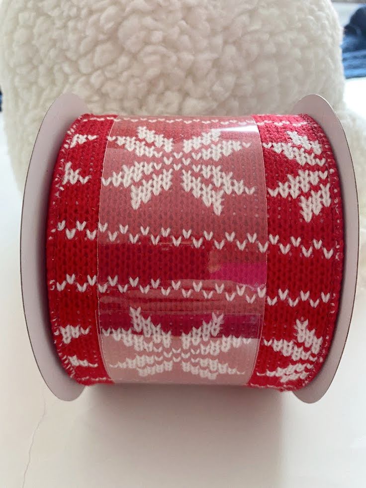 red and white sweater ribbon
