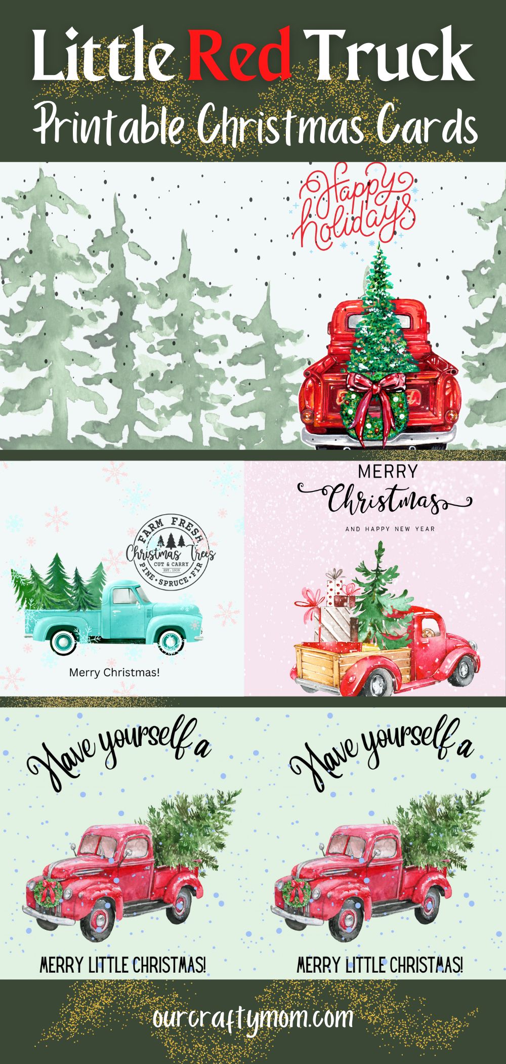 set of 4 Christmas cards pin collage