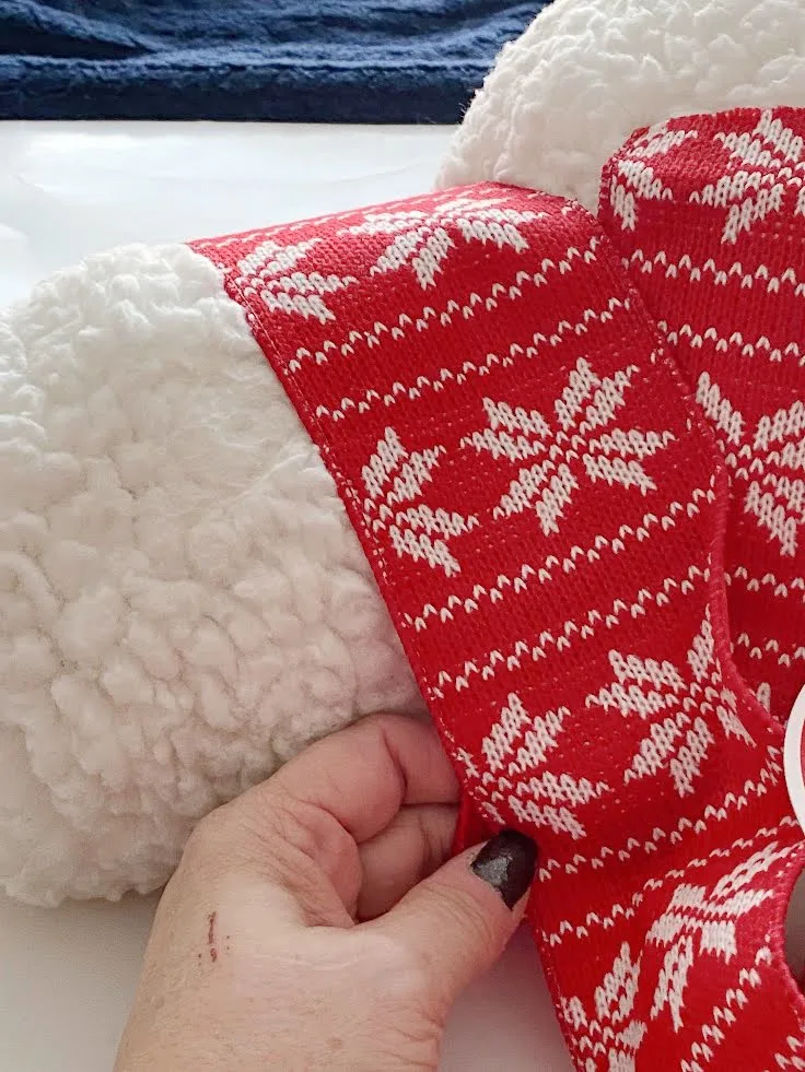 red and white sweater ribbon for snowman