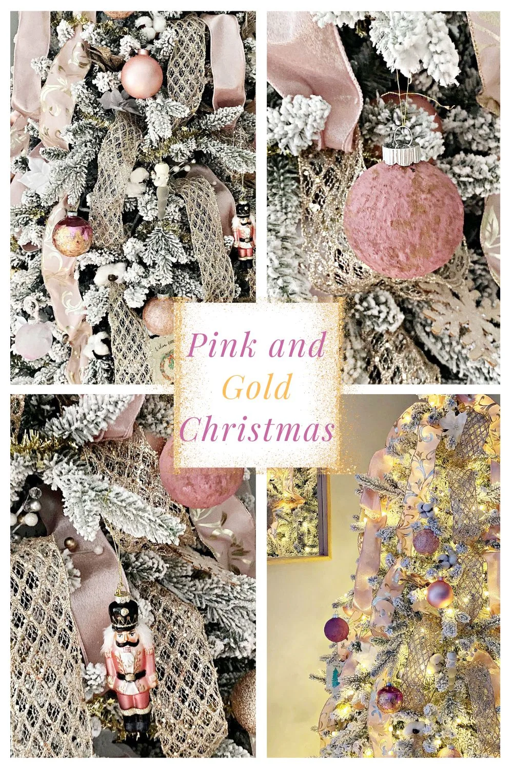 a pink and gold Christmas collage