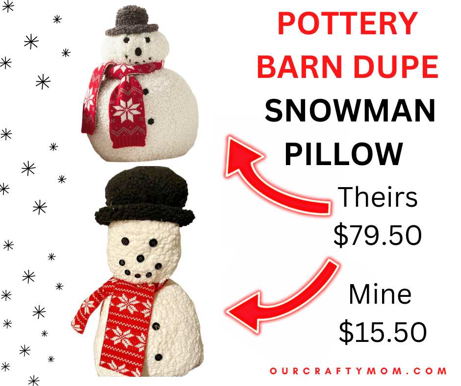 pottery barn snowman pillow dupe