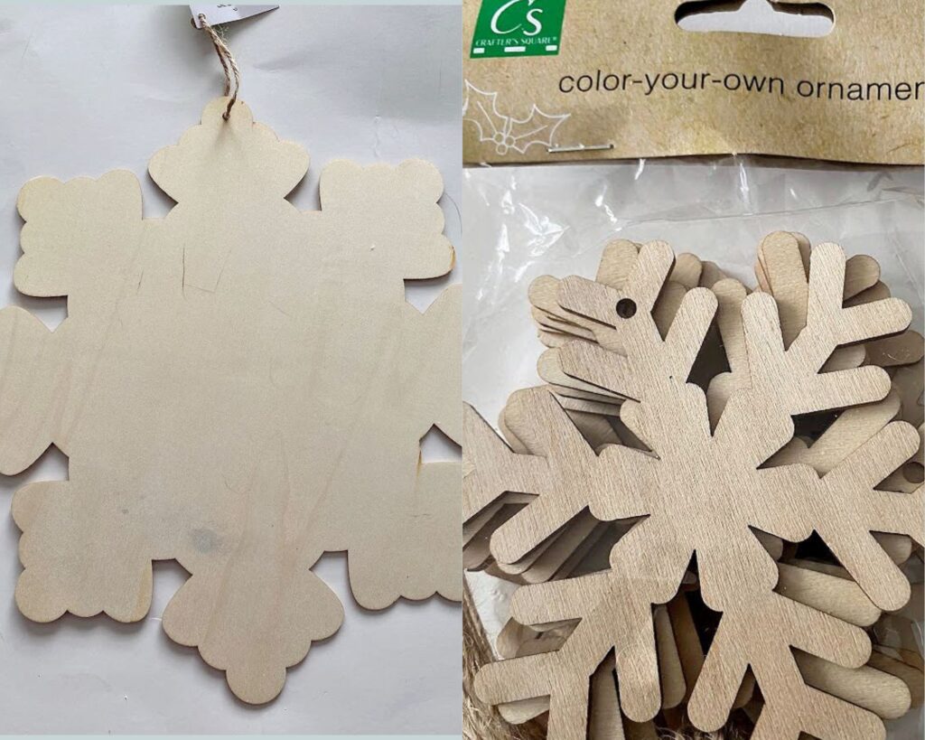 dollar tree wooden snowflakes