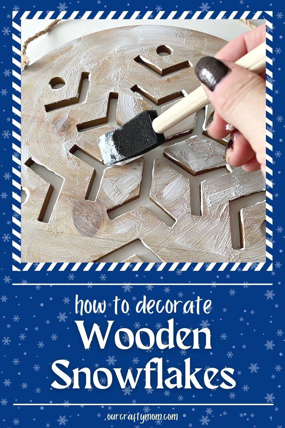 adding texture to wooden snowflakes