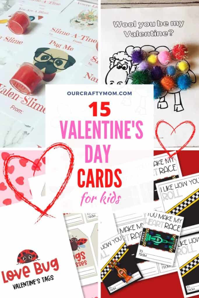 15 Super Cute DIY Valentine Cards You Can Print At Home pin collage with text
