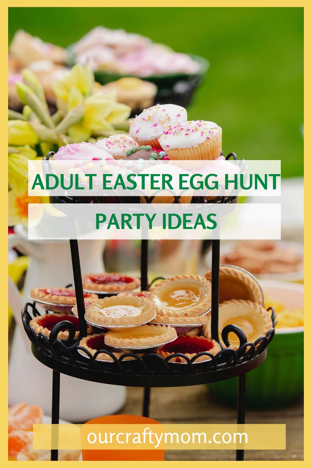 adult easter egg hunt pin with text