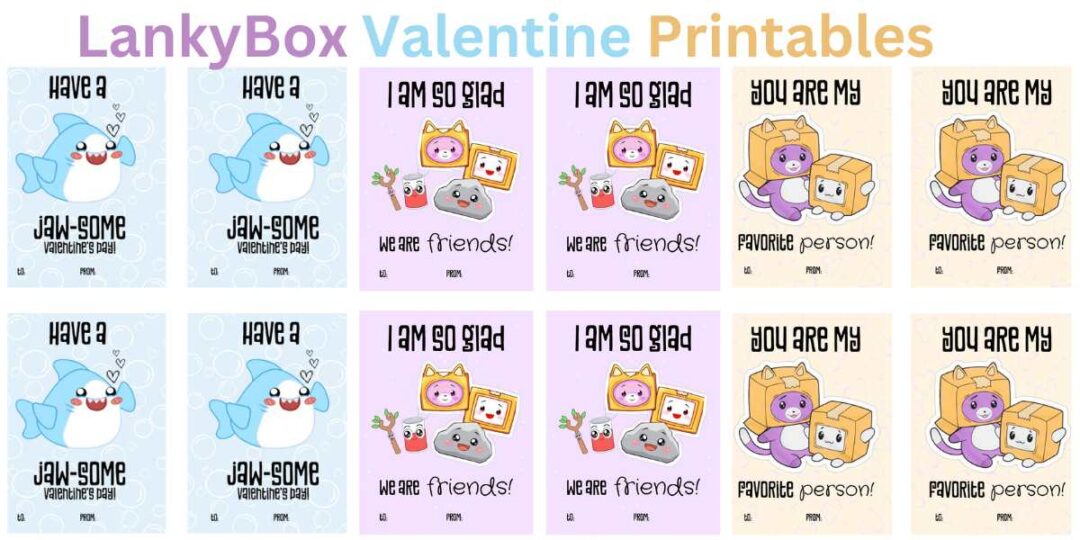 LankyBox Kids Valentines Cards (Free Printable Classroom Cards)