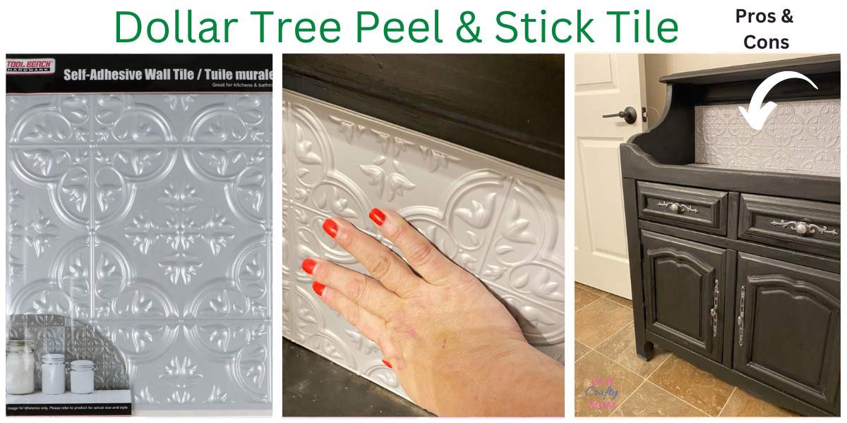 Dollar Tree Peel and Stick Tiles collage with text