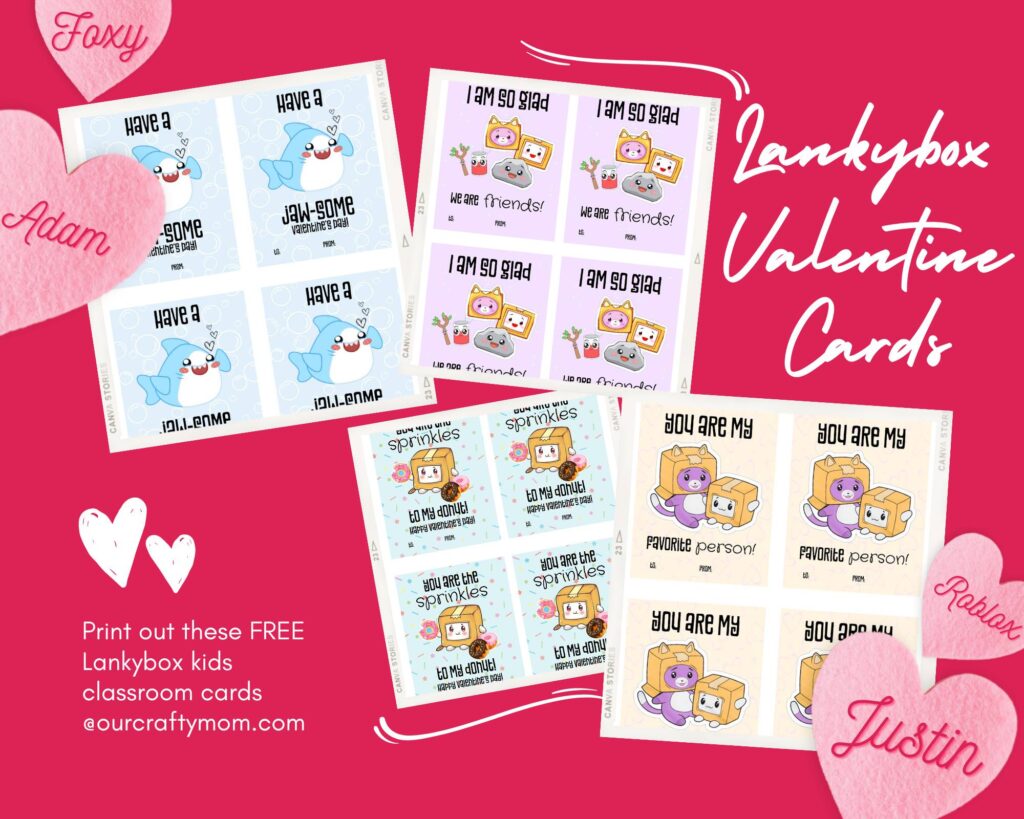 free lankybox valentine day cards printables