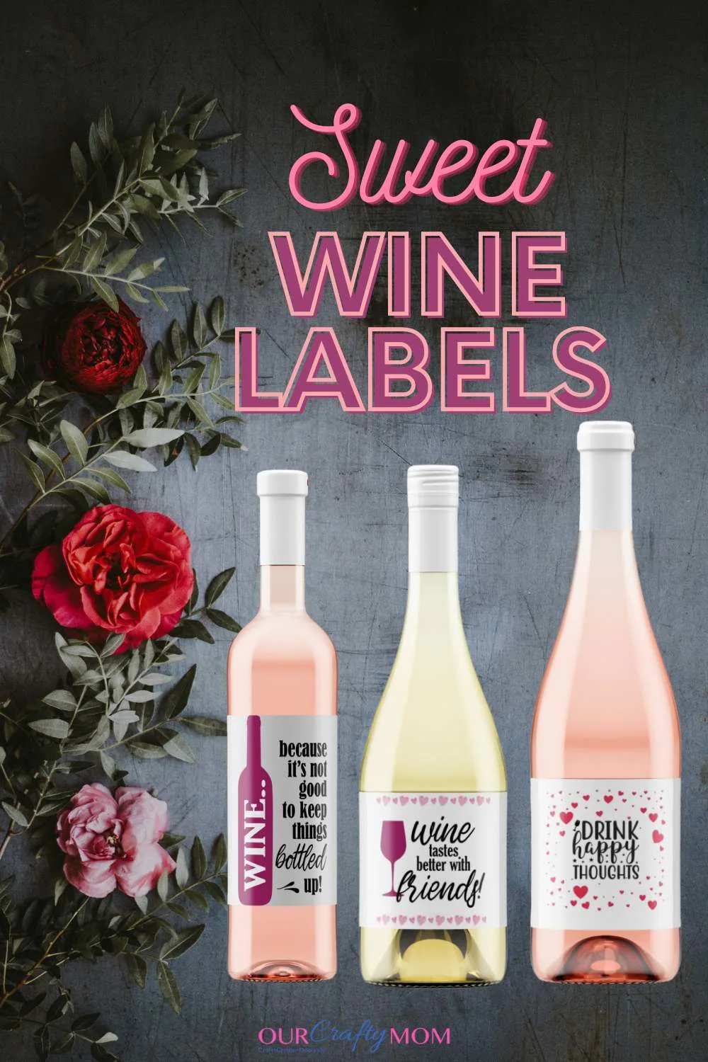 wine labels pin with text