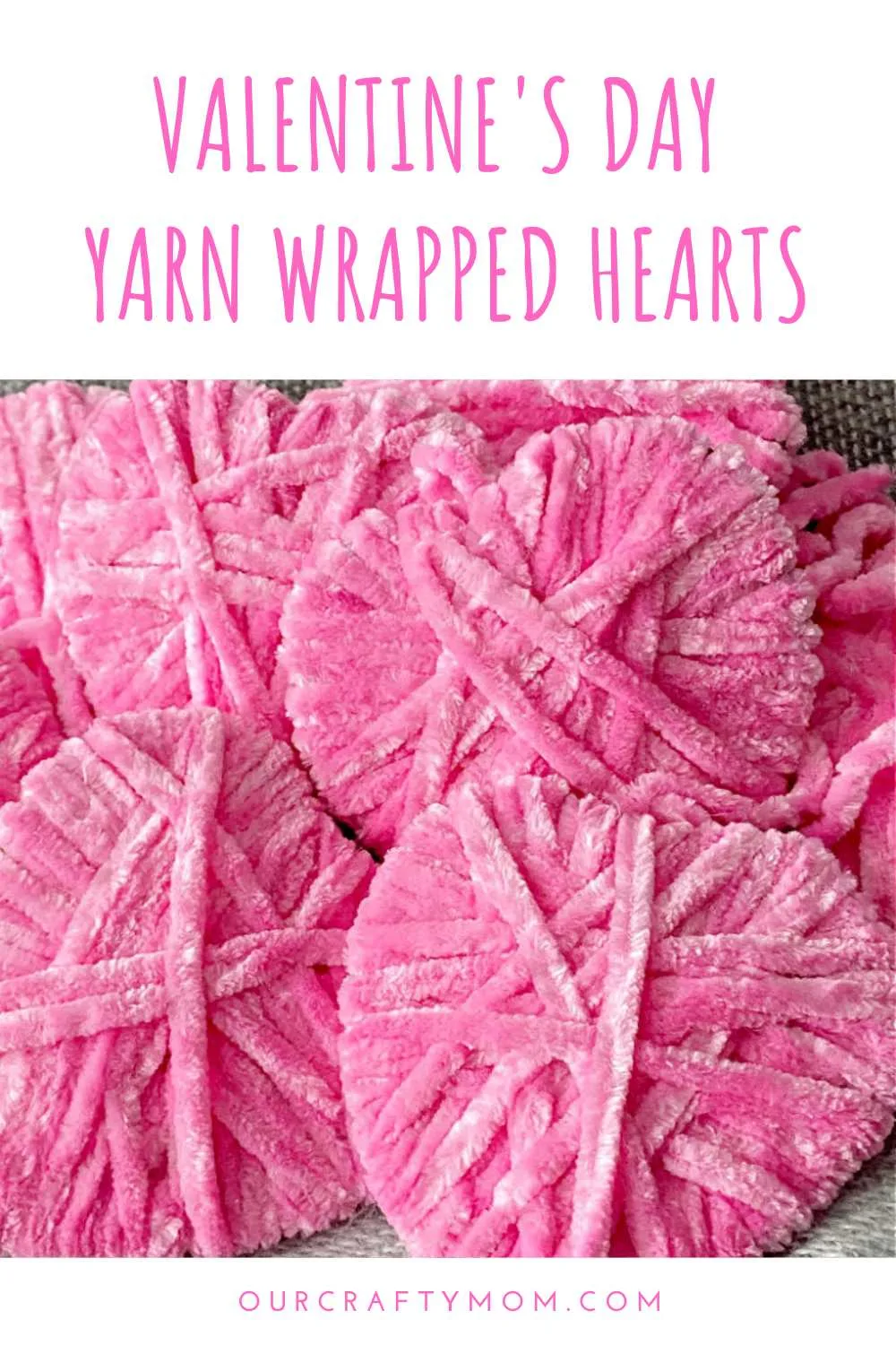 YARN WRAPPED hearts pin with text