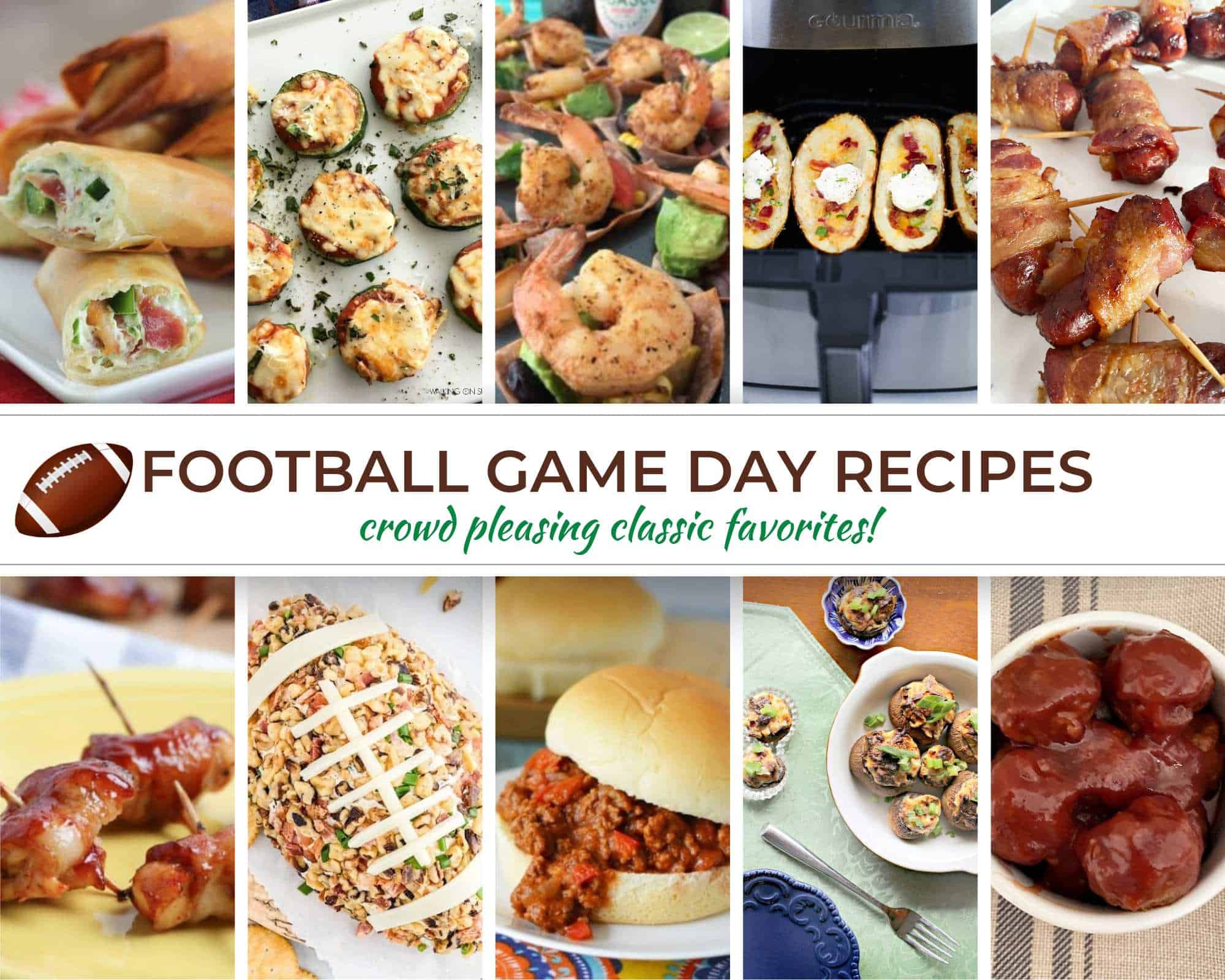 game day party foods collage