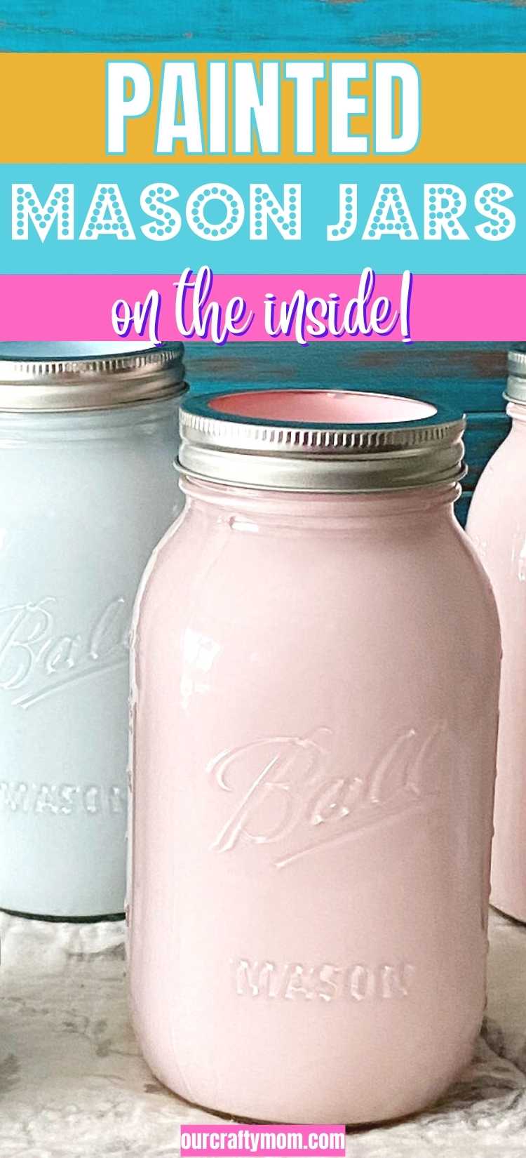 painted mason jars pink and blue