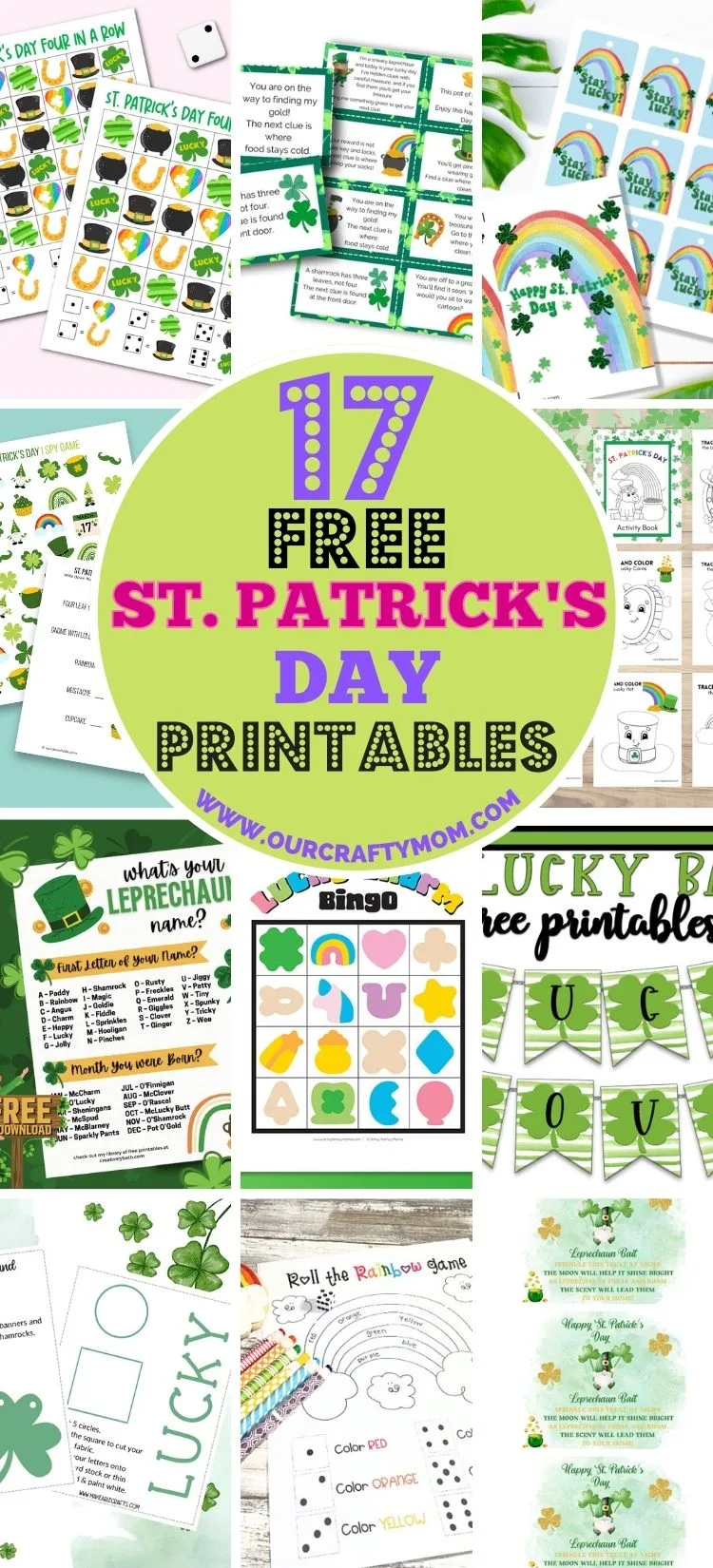 collage of st. patrick's day printables