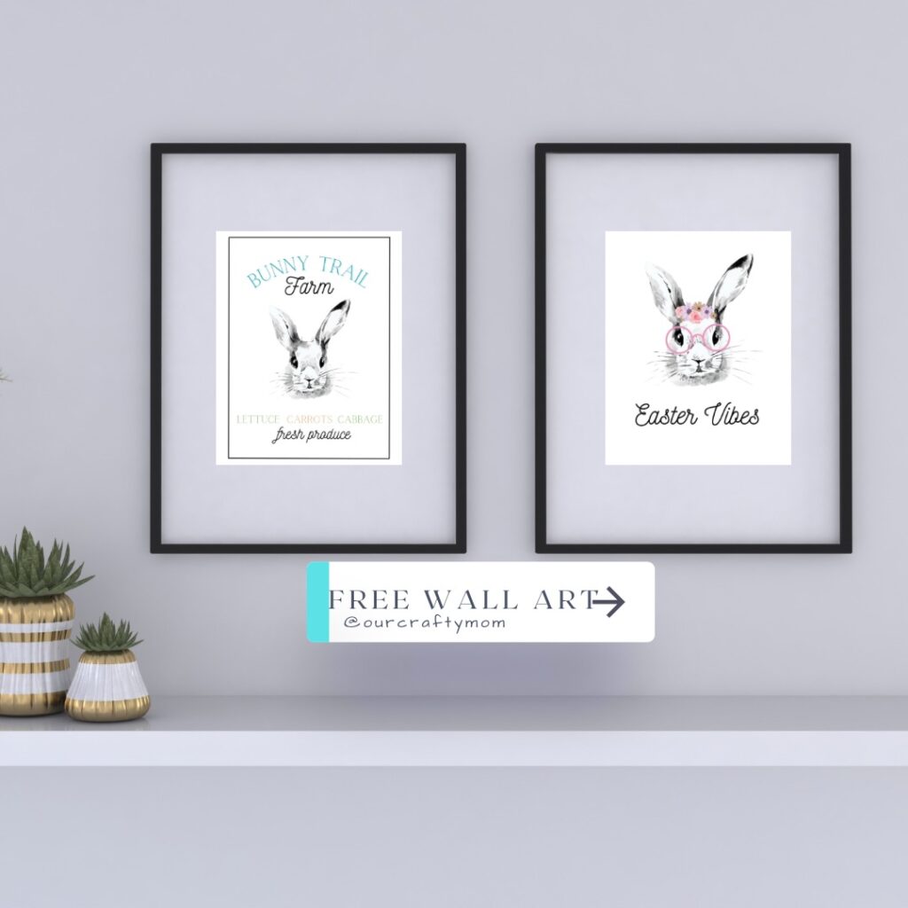set of 2 Easter bunny printables hanging