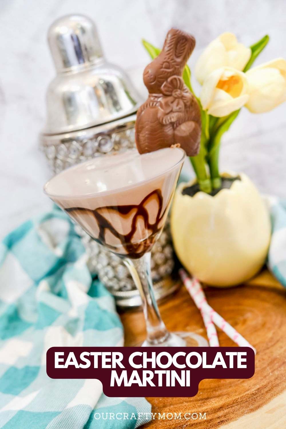 easter chocolate martini pin with text