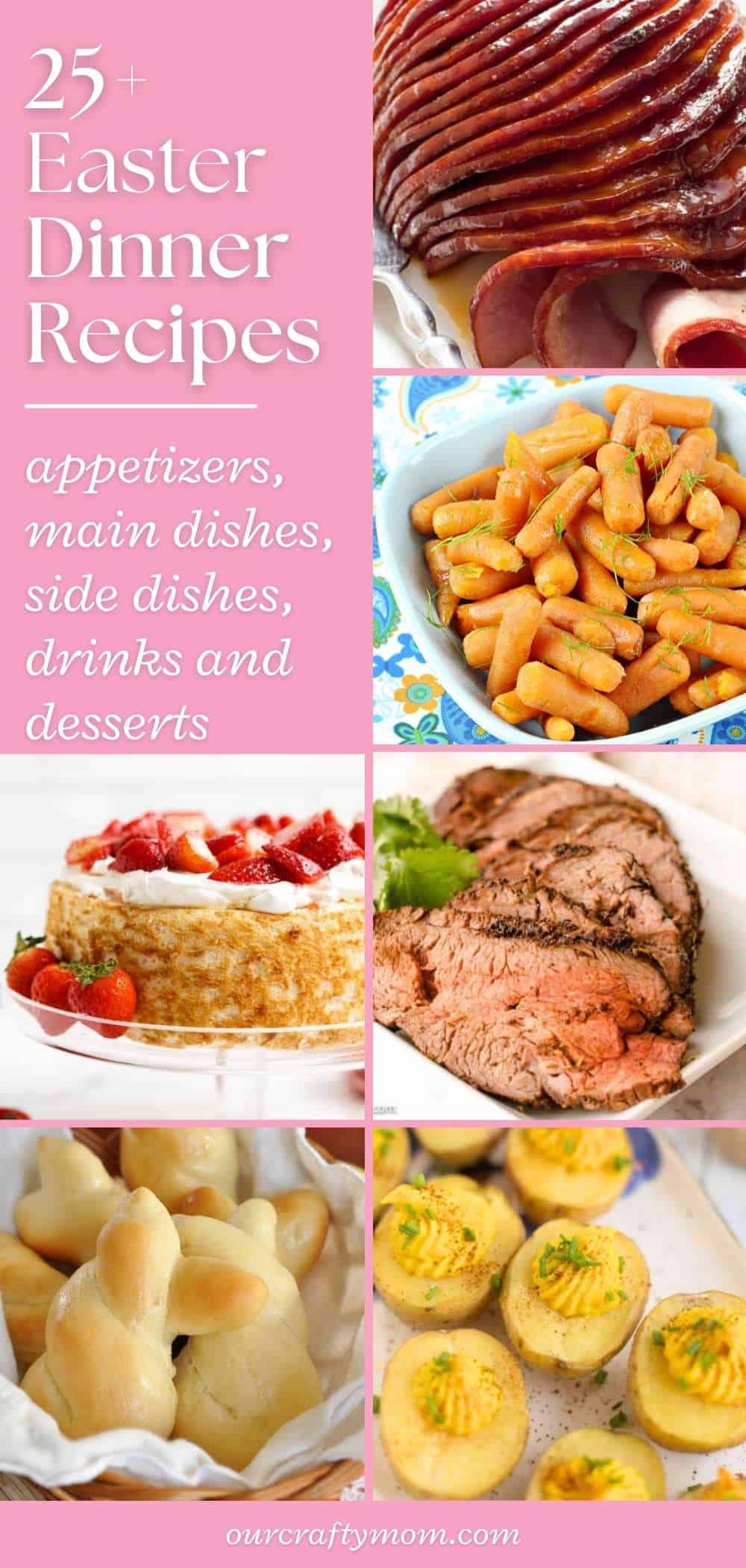 pin collage with text Easter dinner recipes