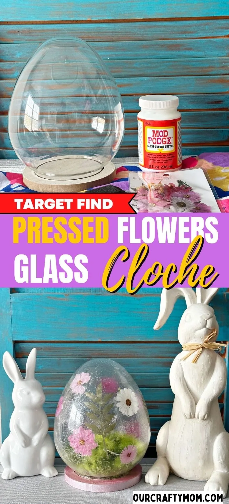 before and after target dollar spot glass egg cloche makeover
