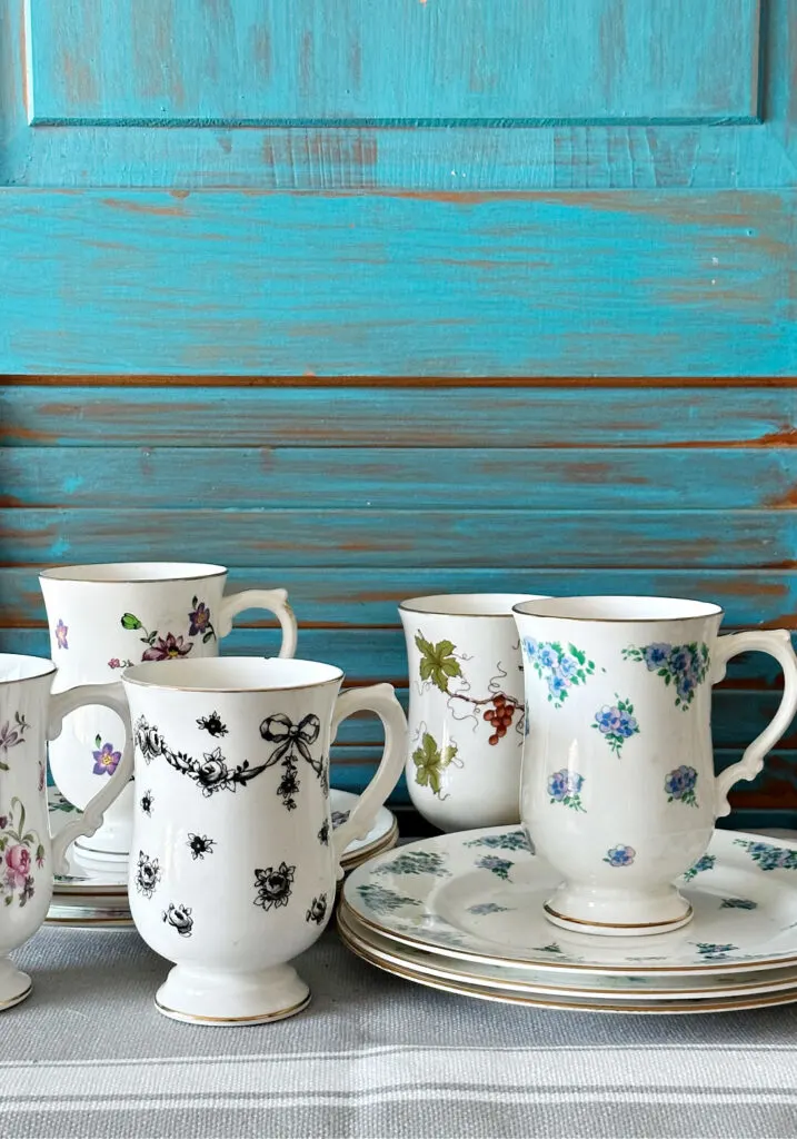 set of vintage tea cups