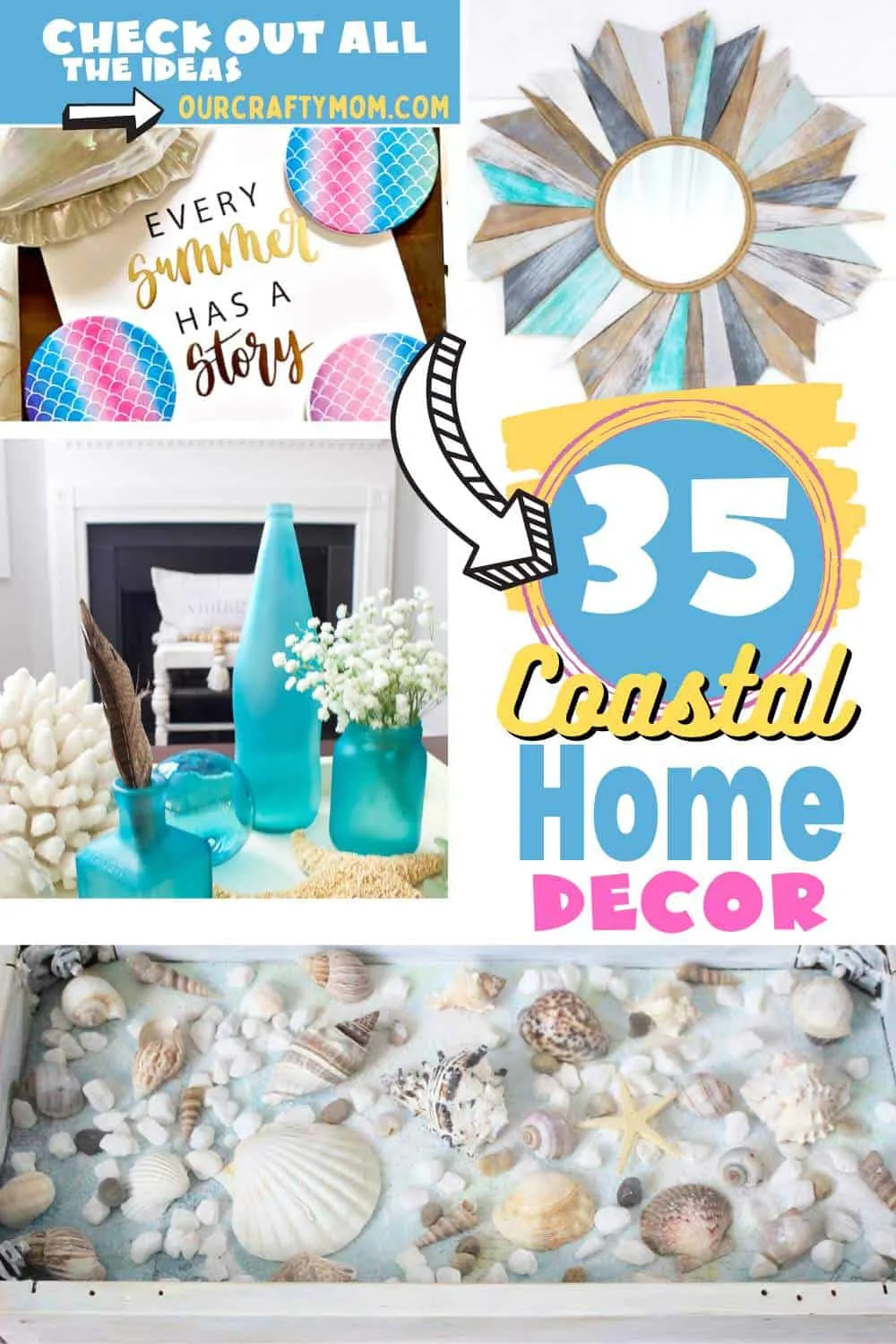 beachy home decor pin collage with text