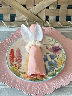 easter napkin rings shown on pink plate setting